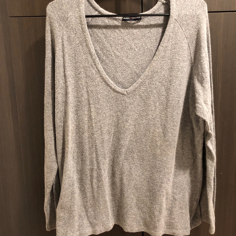 Grey long sleeve v-neck Brandy Melville